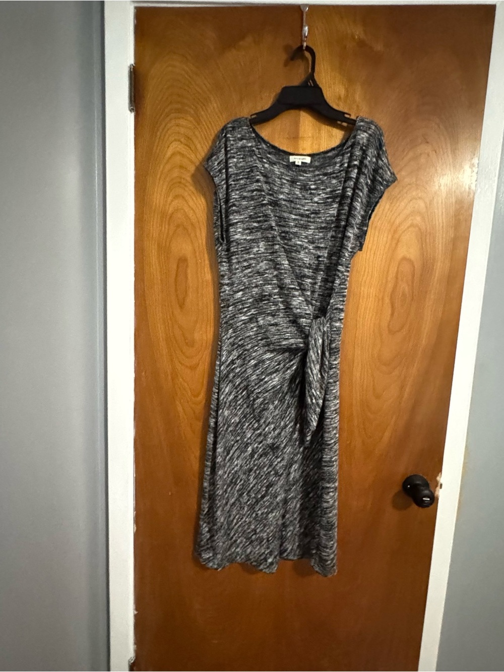 Max Studio Heathered Gray Twist-Front Midi Dress